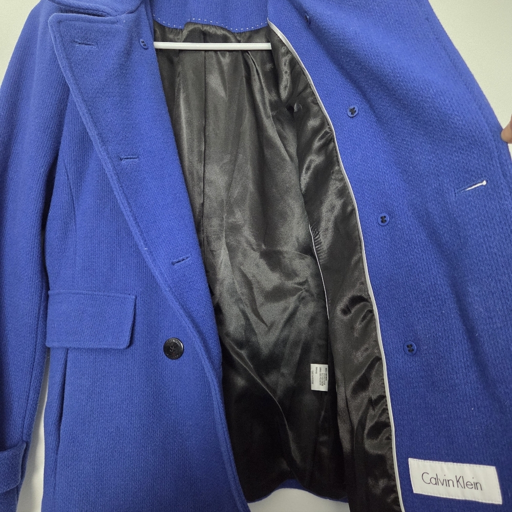 Calvin Klein Wool Coat Women ,Royal Blue Wool Blend Sz 8. - Picture 9 of 16